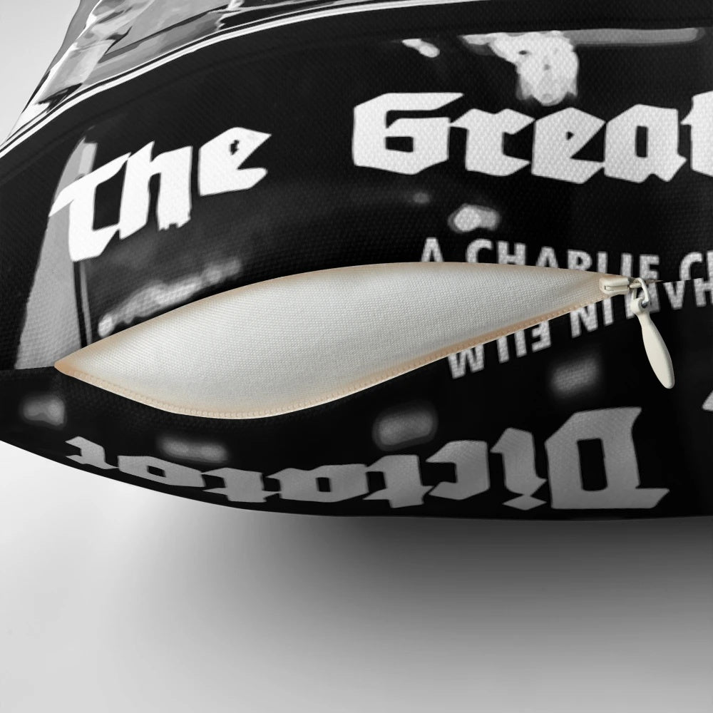 Minimalist pillow featuring the iconic image from the classic film 'The Great Dictator