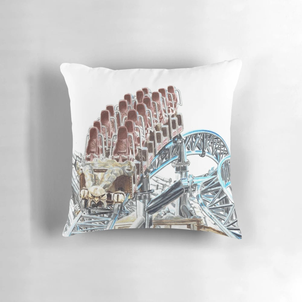 Pillow featuring the Taron roller coaster at Phantasialand theme park in Germany