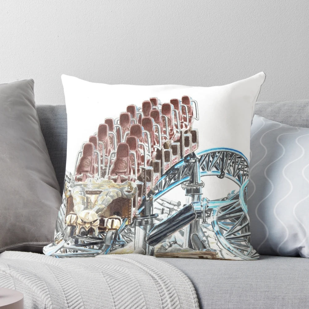 Pillow featuring the Taron roller coaster at Phantasialand theme park in Germany