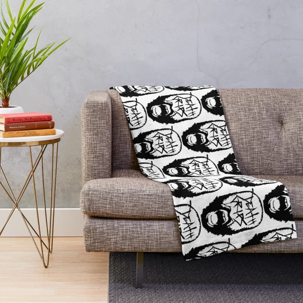 Death Grips inspired plush blanket featuring the experimental music group's logo and imagery
