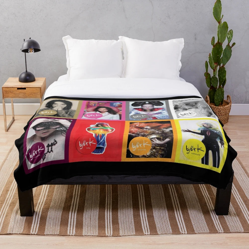 Plush blanket with Bjork's experimental and avant-garde music influence