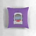 Firenze Tram Pillow featuring a vibrant illustration of a classic Italian tram in Florence, Italy