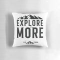 Thirst for adventure and mountains pillow with nature and explorer imagery