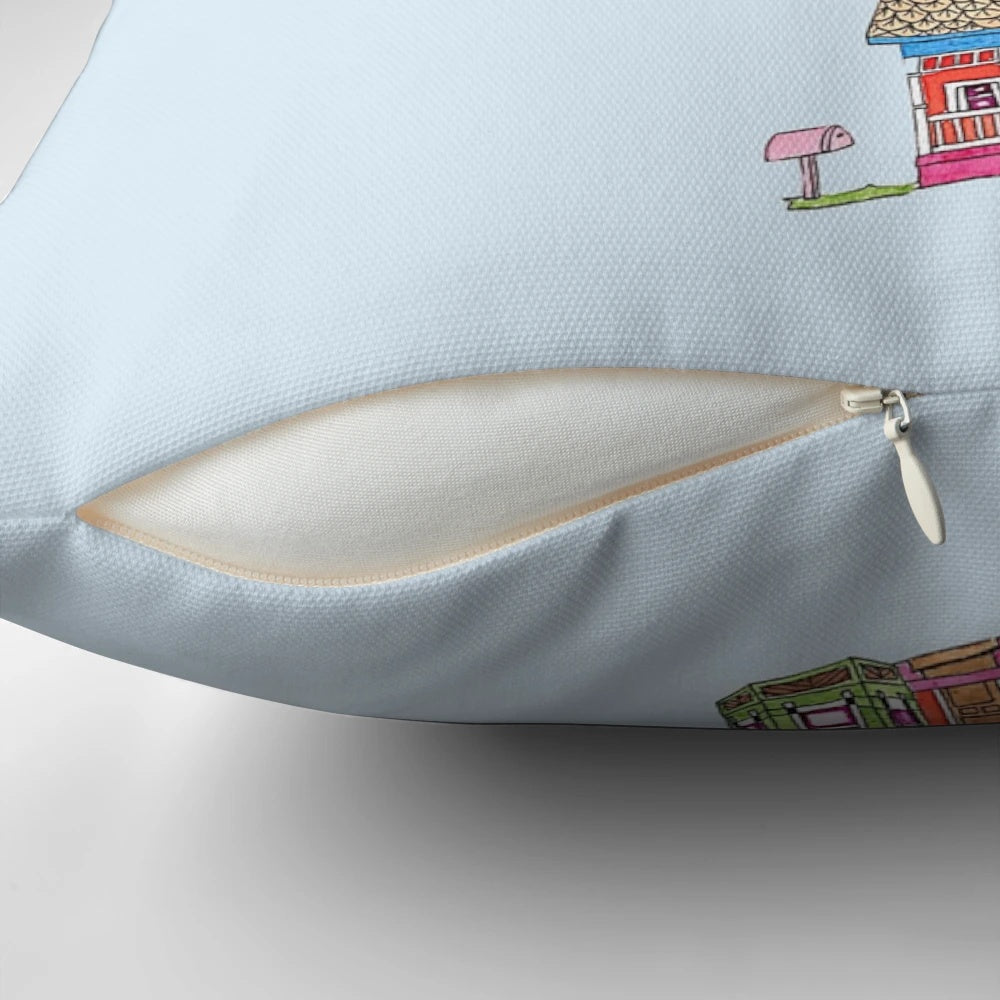 "Up" inspired travel pillow with a house and balloons design