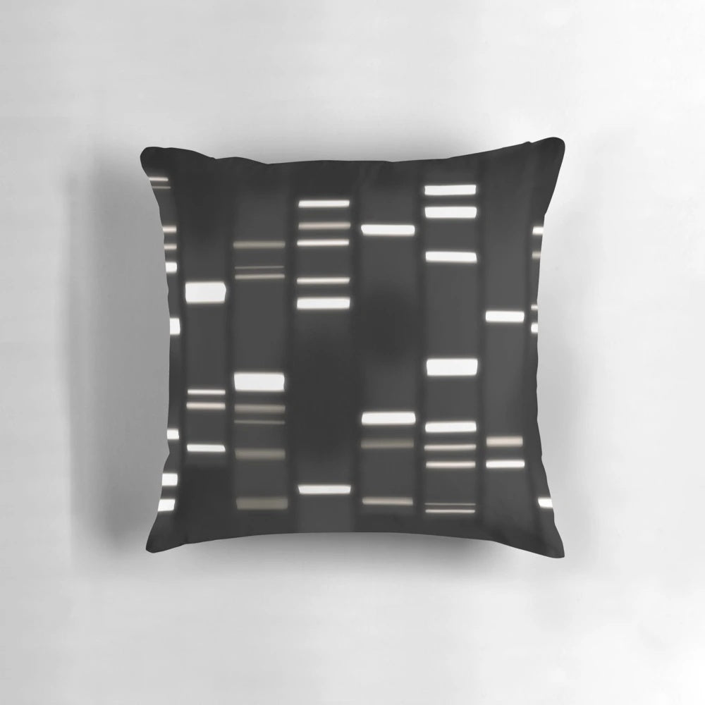 DNA art pillow featuring a minimalist design of the double helix structure
