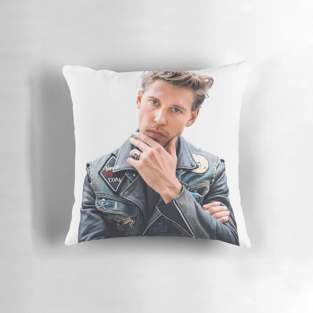 The Bikeriders Pillow featuring artistic, literary-inspired motorcycle-themed design