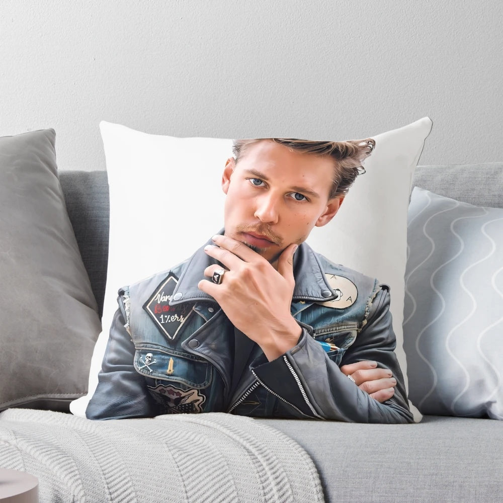 The Bikeriders Pillow featuring artistic, literary-inspired motorcycle-themed design