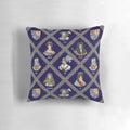 A decorative pillow featuring the Stuart dynasty of Great Britain and key historical figures like Charles I, Charles II, and James II.
