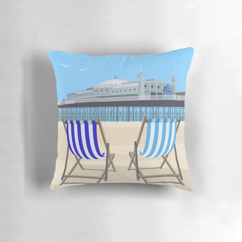 Picturesque view of the iconic Brighton Pier and beach in East Sussex, England