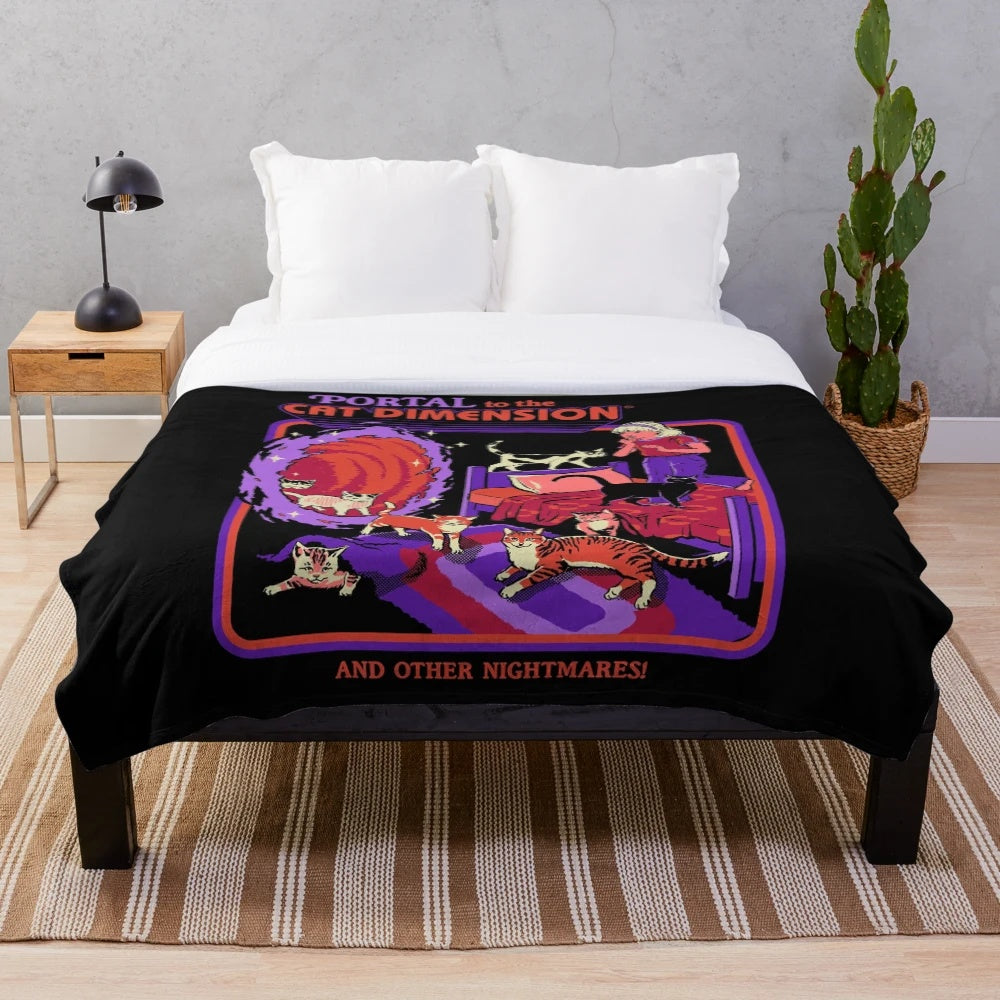 Cat Dimension Plush Blanket with a sci-fi, retro, and nostalgic design