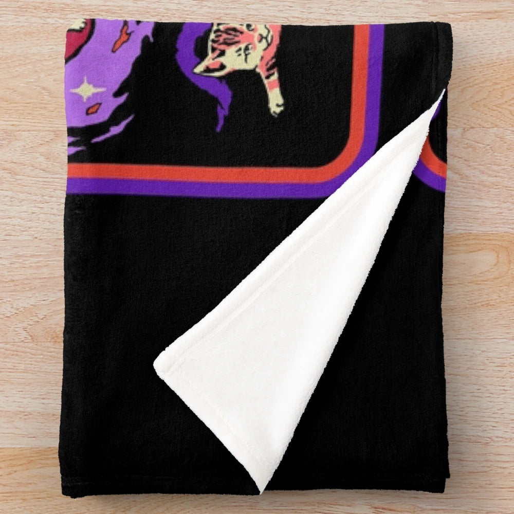 Cat Dimension Plush Blanket with a sci-fi, retro, and nostalgic design