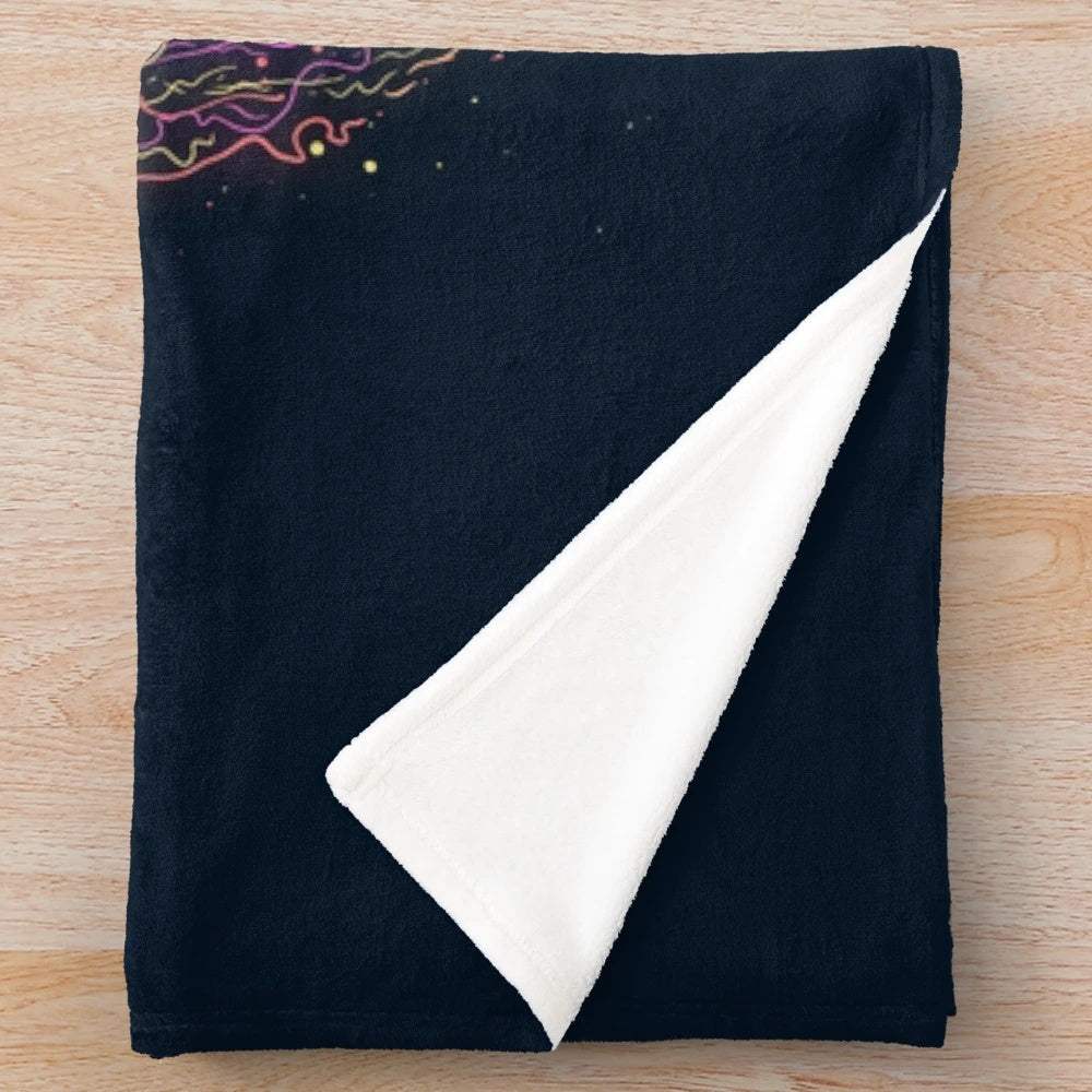 Jellyspace Plush Blanket featuring neon jellyfish and cosmic designs