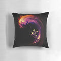 Space surfing pillow with a colorful cosmic design featuring stars, galaxies, and waves