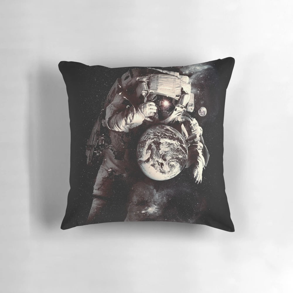 Astronaut and Earth Pillow Showcasing the Wonders of the Cosmos