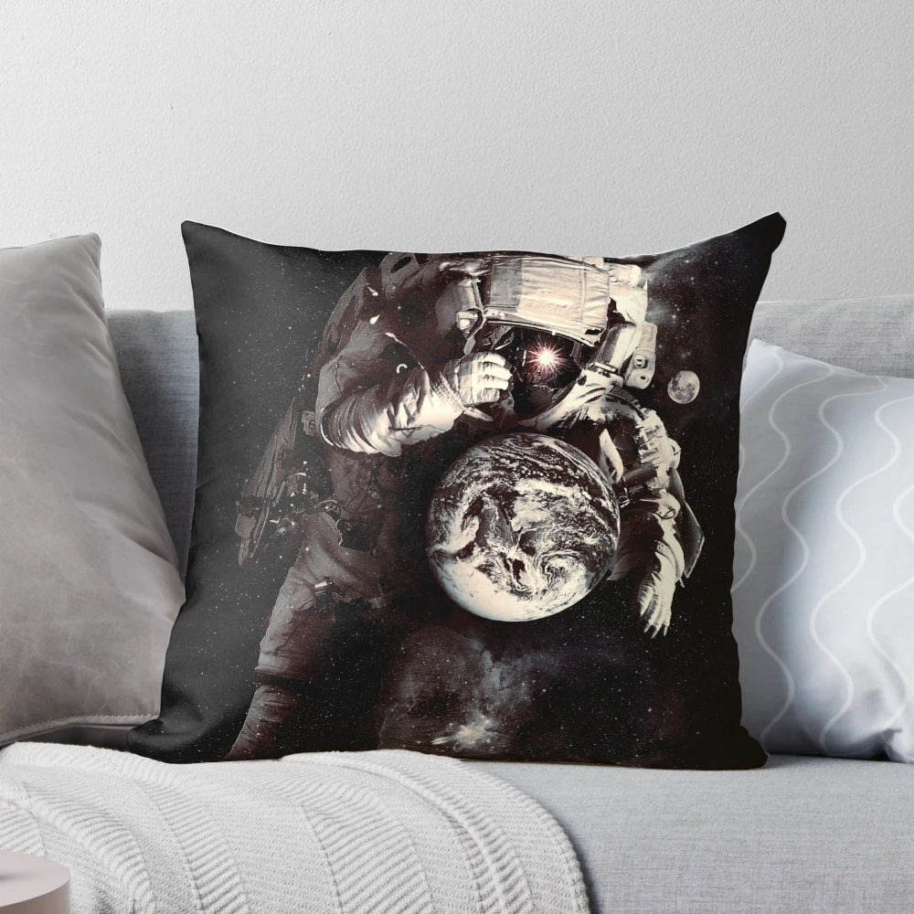 Astronaut and Earth Pillow Showcasing the Wonders of the Cosmos