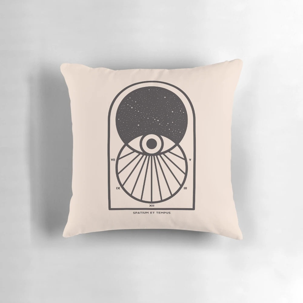 Space and Time Pillow - Minimalist Sci-Fi Art for the Modern Geek