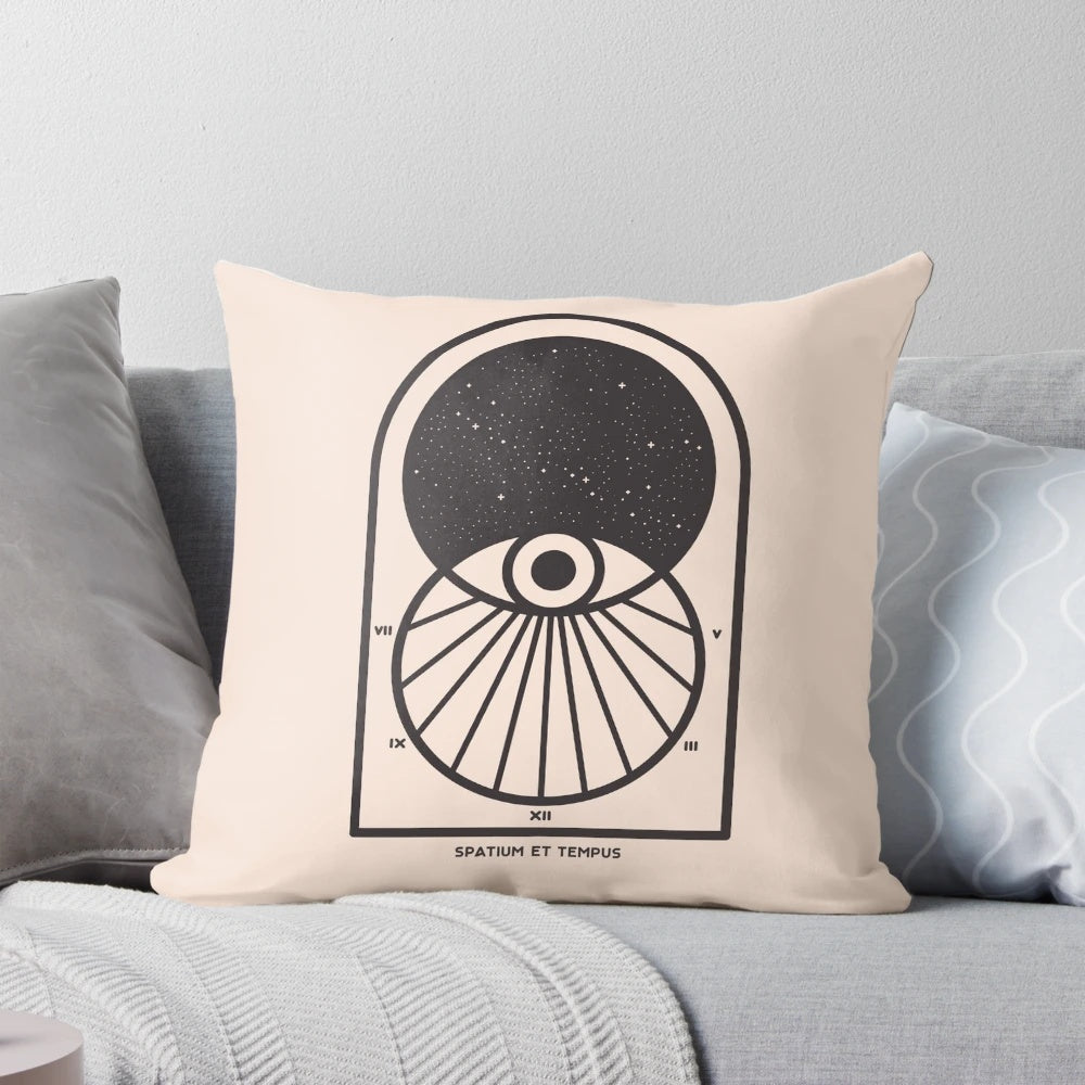 Space and Time Pillow - Minimalist Sci-Fi Art for the Modern Geek