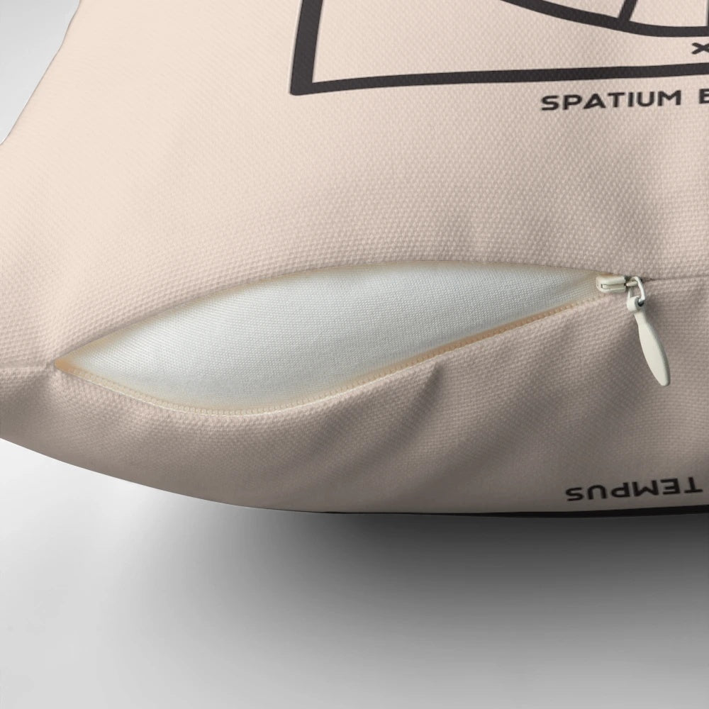 Space and Time Pillow - Minimalist Sci-Fi Art for the Modern Geek