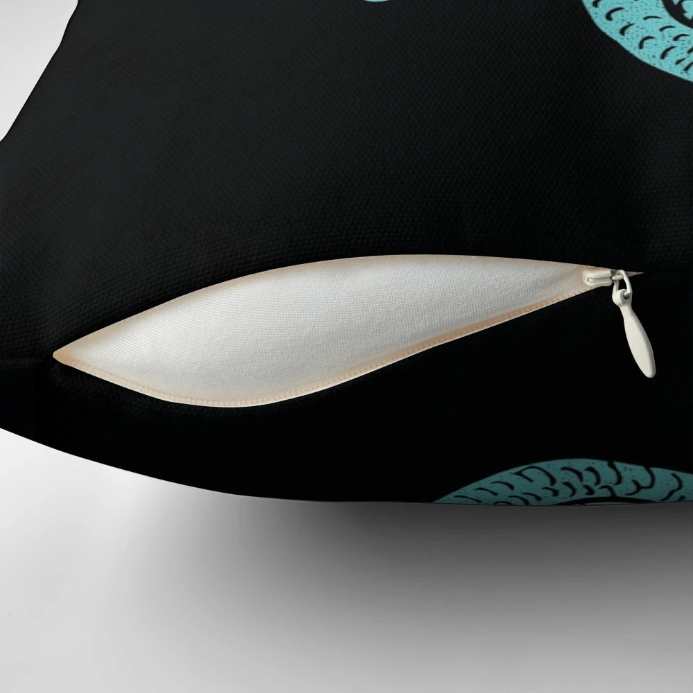 A plush and decorative Neptune-themed pillow featuring Greek mythology elements