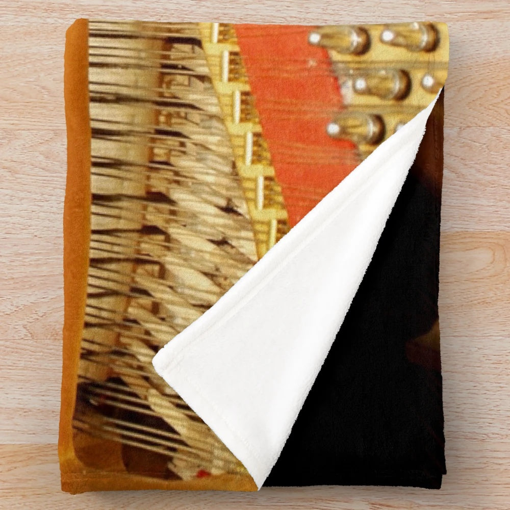 Plush blanket featuring the intricate inner mechanisms of a Steinway concert grand piano