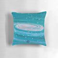 Colorful pillow design featuring stars, planets, and cosmic elements for a space-themed travel experience.