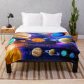 Solar system plush blanket with planets and orbits