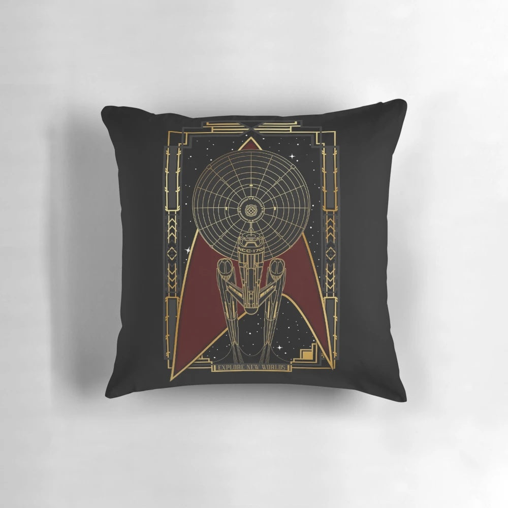 A cozy pillow featuring a vibrant star field and galactic design, perfect for sci-fi enthusiasts