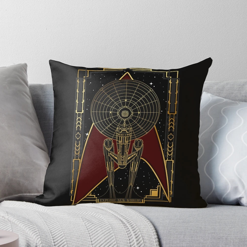 A cozy pillow featuring a vibrant star field and galactic design, perfect for sci-fi enthusiasts