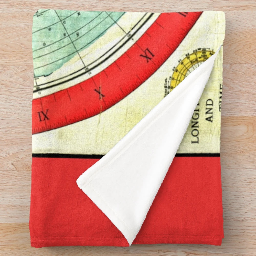 Plush blanket featuring the Gleason 1892 flat earth map design