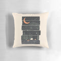 Camping-themed pillow with nature and wildlife imagery