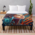 Plush blanket with abstract design representing the interconnectedness of knowledge