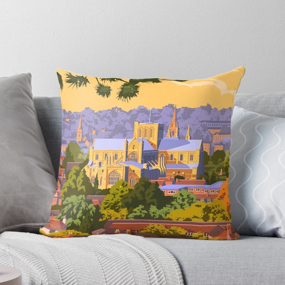 Pillow featuring the historic Winchester Cathedral in Hampshire, UK