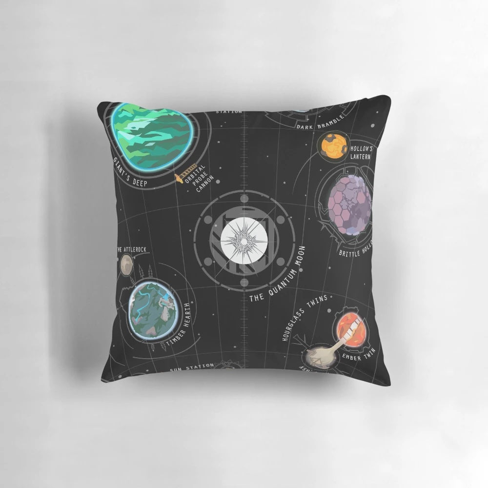 Outer Wilds inspired space-themed decorative pillow