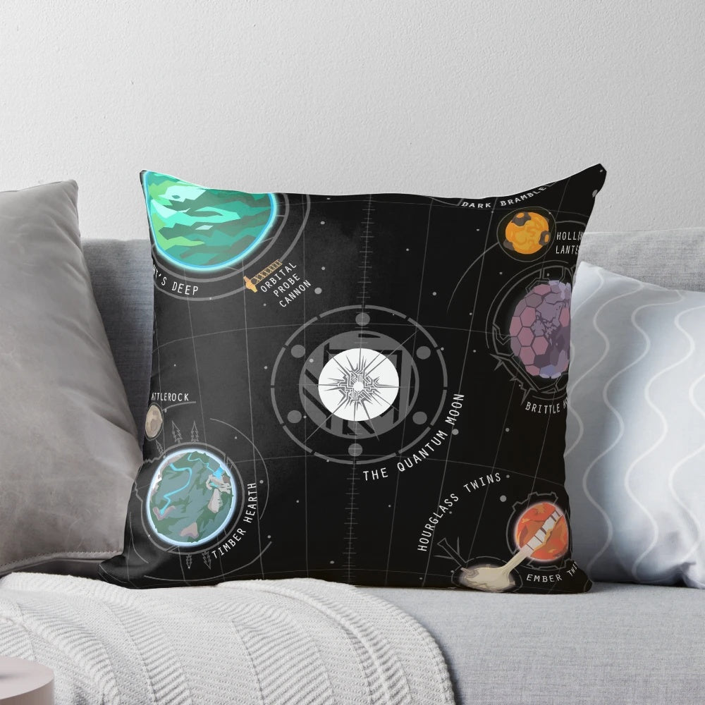 Outer Wilds inspired space-themed decorative pillow