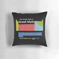 Periodic Table of Greek Mythology Pillow featuring various gods, goddesses, and mythical creatures