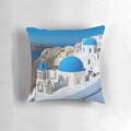 Pillow featuring a scenic view of the picturesque Santorini Island in Greece