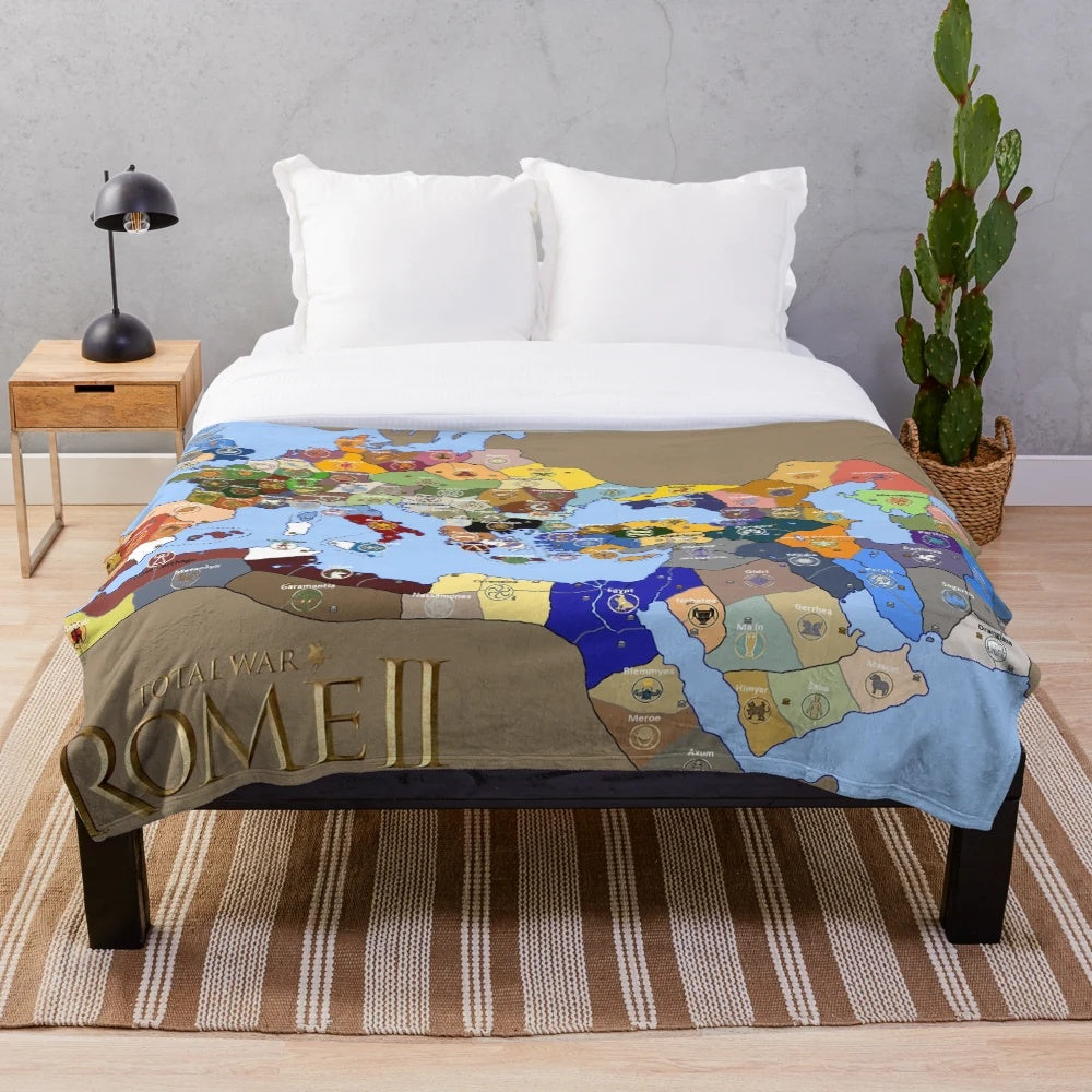 Plush blanket featuring the map from the strategy game Rome Total War