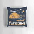 Tatooine-themed throw pillow featuring iconic Star Wars desert landscape
