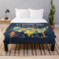 Plush blanket featuring a map of the U.S. national parks for outdoor adventure