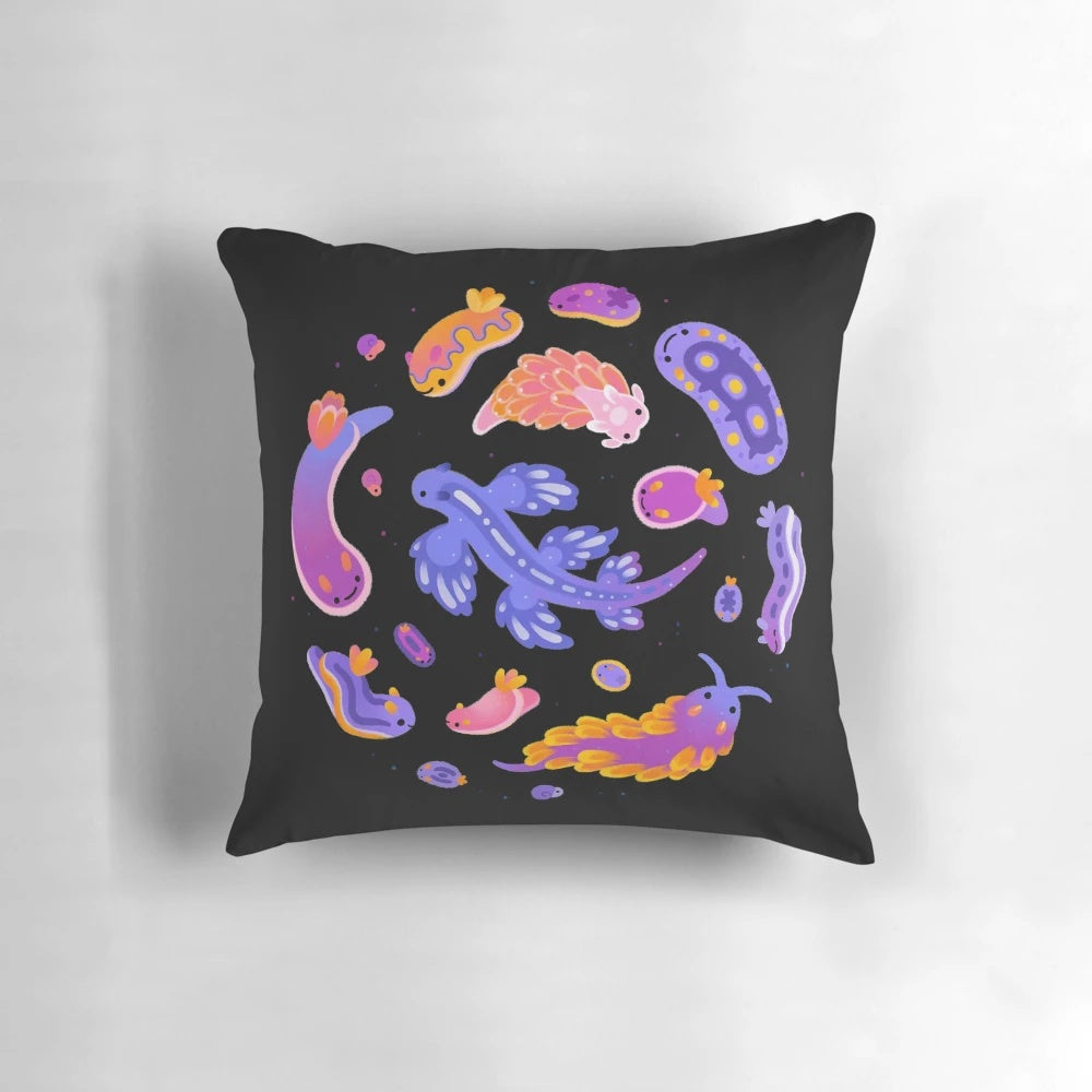 Colorful sea slug or nudibranch pillow design