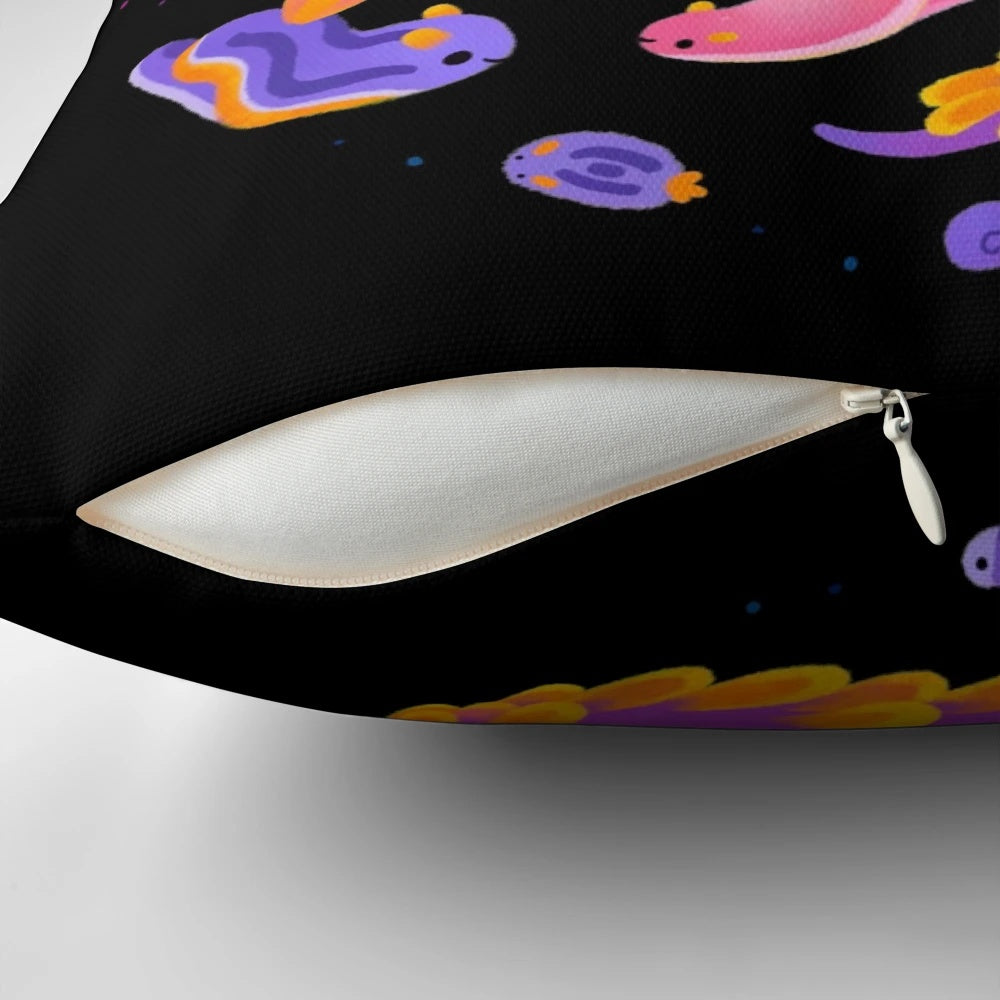 Colorful sea slug or nudibranch pillow design