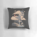 Pillow featuring a scenic nature landscape with a waterfall, pond, and mountains in the background
