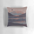 Mountain landscape pillow with fog and clouds, perfect for outdoor adventurers