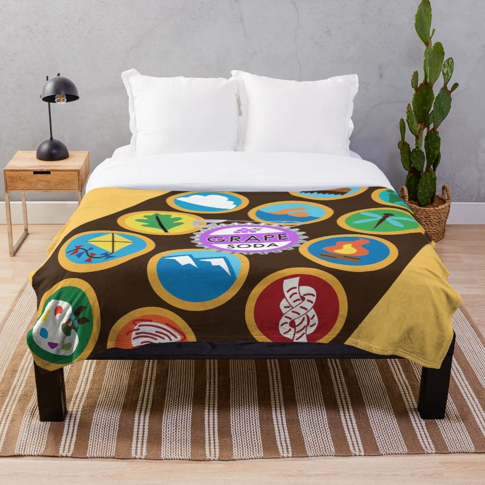 Plush blanket featuring wilderness explorer design