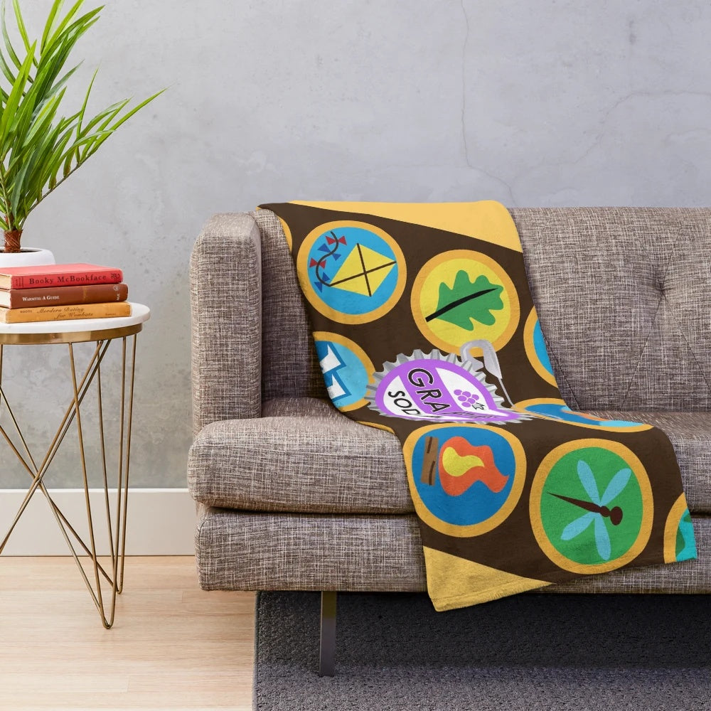 Plush blanket featuring wilderness explorer design