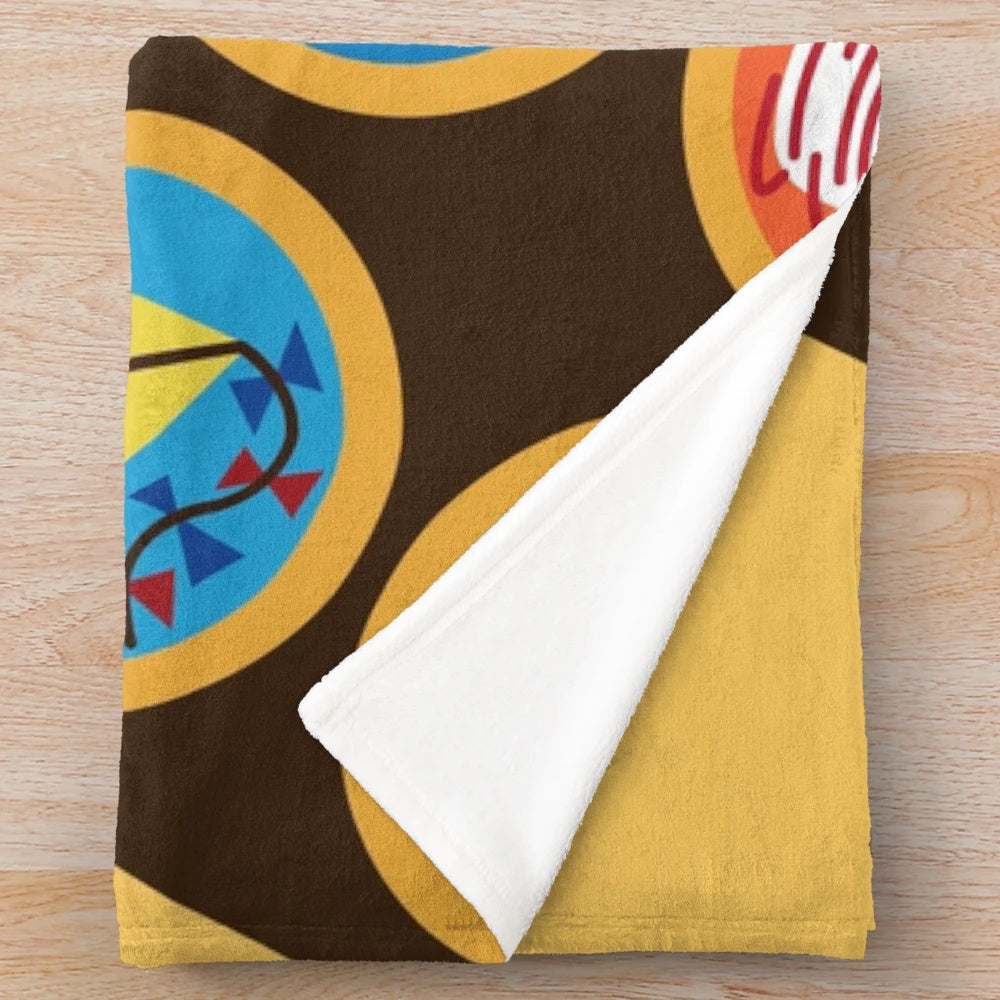 Plush blanket featuring wilderness explorer design