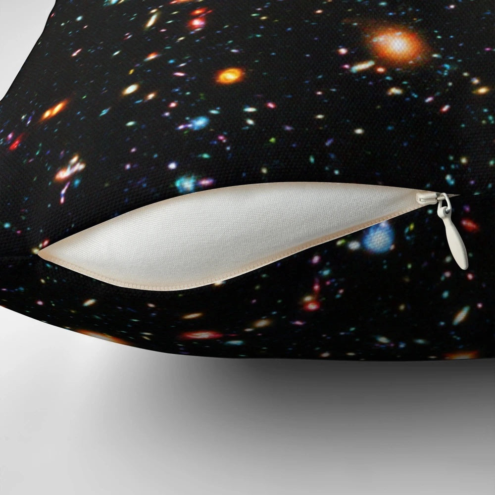 Pillow featuring the iconic Hubble Extreme Deep Field image, showcasing the depths of the cosmos.