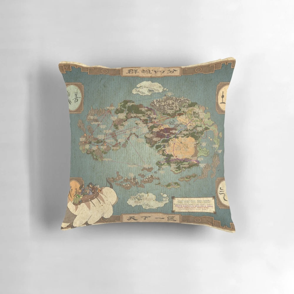 Avatar the Last Airbender map printed on a soft, comfortable pillow