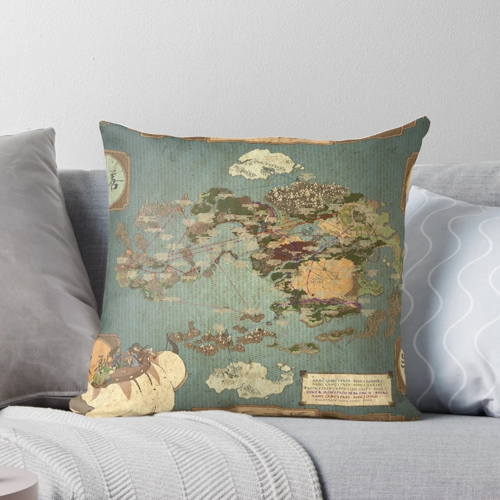 Avatar the Last Airbender map printed on a soft, comfortable pillow