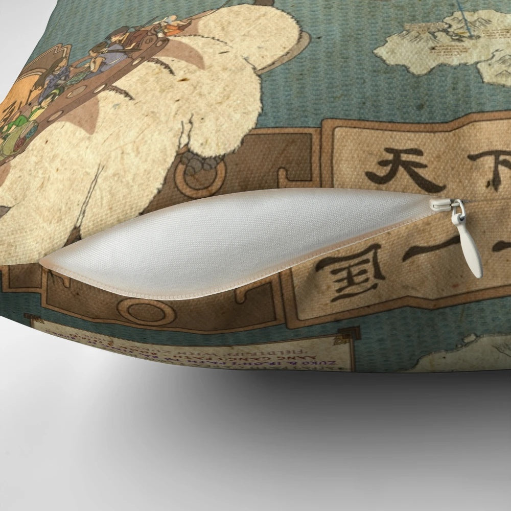 Avatar the Last Airbender map printed on a soft, comfortable pillow